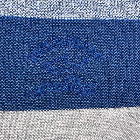 Paul & Shark Yachting Polo Shirt Men’s Medium Blue Gray Striped Italy Cotton - Picture 4 of 12